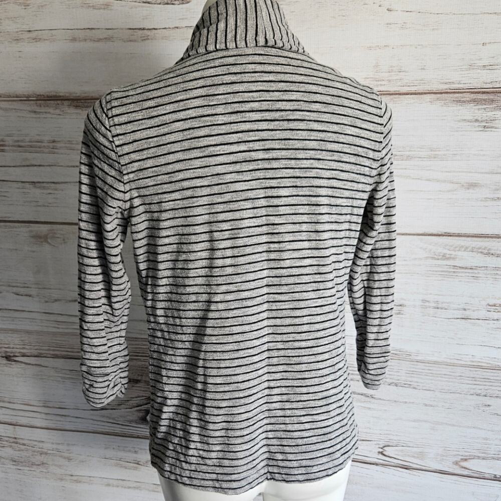 Theory Gray And Black Stripe Open Front Cardi Car… - image 4